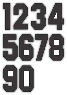 Nažehlovací čísla na dresy sada - černá výška 15 cm